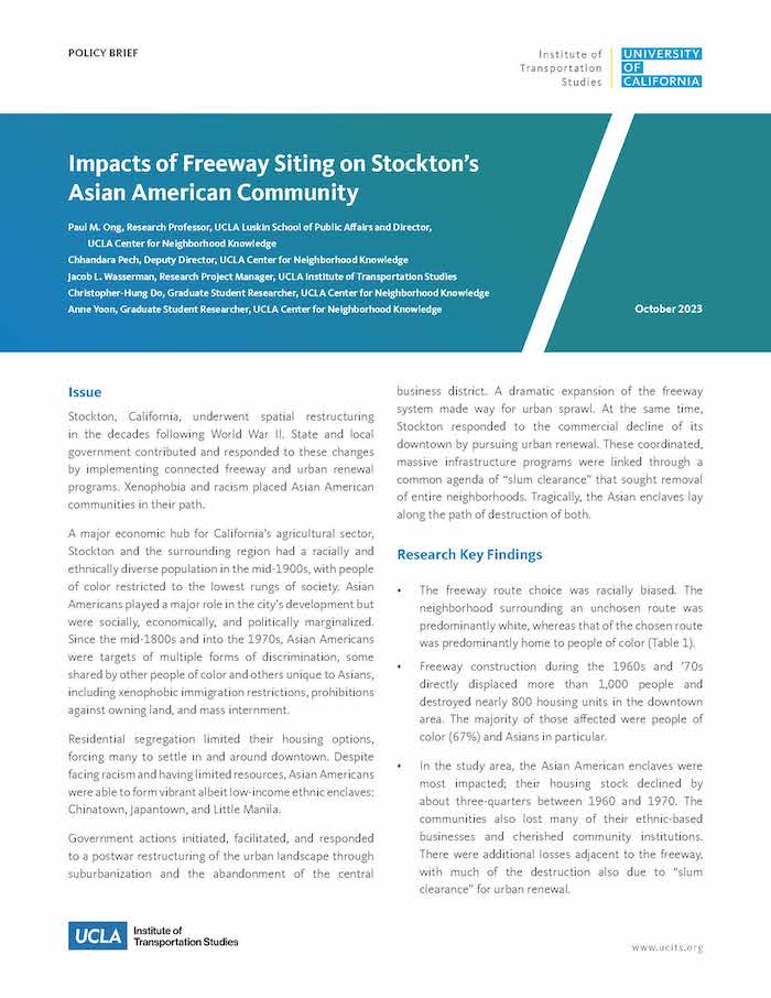 Impacts of Freeway Siting on Stockton's Asian American Community