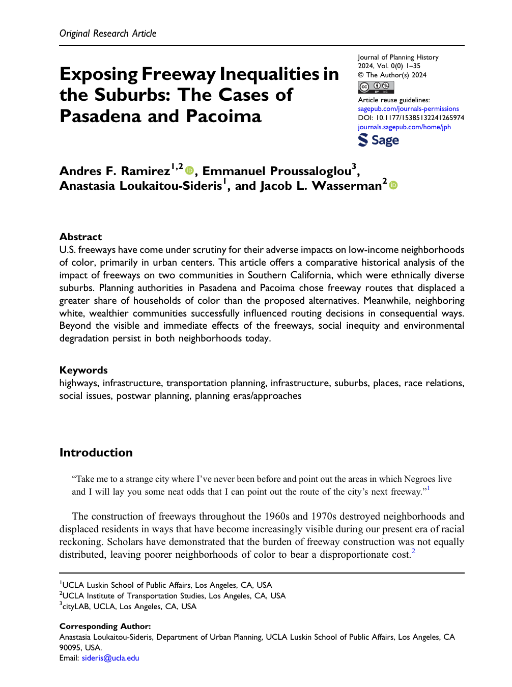 Exposing Freeway Inequalities in the Suburbs: The Cases of Pasadena and Pacoima